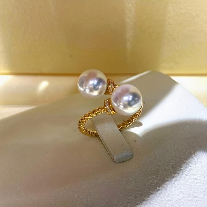 1pc Vintage Wrap Ring Inlaid Artificial Pearl Symbol Of Fashion And Beauty Match Daily Outfits Party Accessory Adjustable Ring