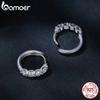 BAMOER 925 Sterling Silver Classical Round Moissanite Ear Buckles Clear Lab Diamond Engagement & Wedding Jewelry Gift for Women
