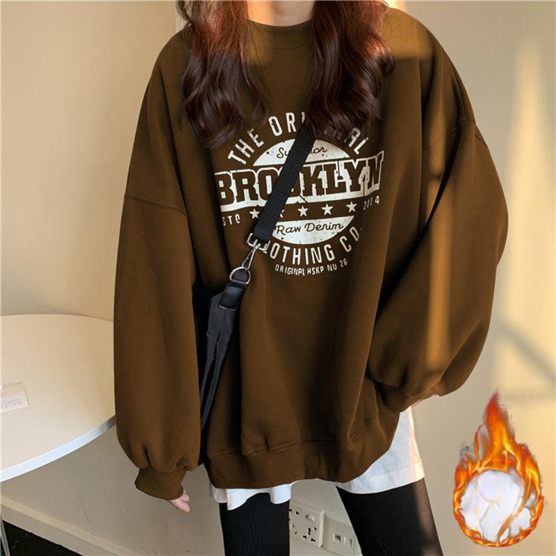 Padded Sweater Women Winter Hatless Jacket Ins Harajuku Wind Loose Student Tops Couples Wear Casual T-shirt Fashion Retro Versatile Sweatshirt