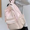 Soft PU Leather Backpack Spacious for College Essential Fashion Solid Color Laptop Daypack for Student and Commuters