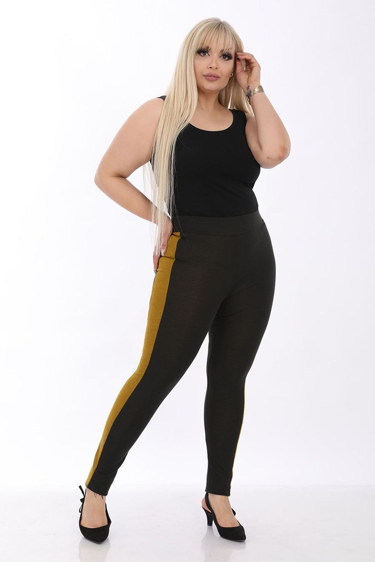 

Women s Style Plus Size Leggings Big Size Leggings With Side Stripes 2XL