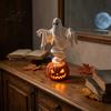 Halloween Ghost Pumpkin Decor Swirling Yard Lamp Lighted Spooky Statue Warm LED Outdoor Collectible Haunted House Ornament Decor Fall Autumn Garden