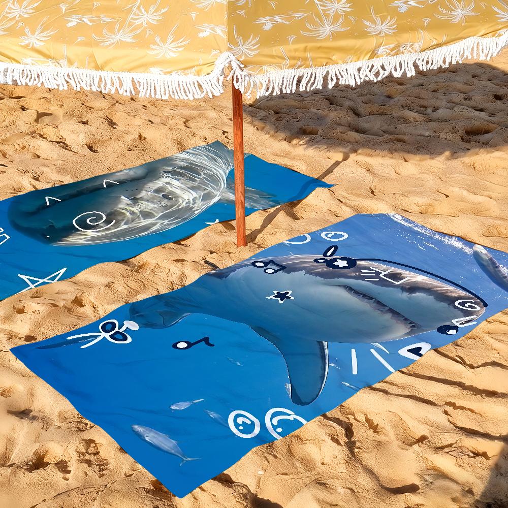 Asciugamano Squalo che Esplora il Mare Asciugatura Rapida Asciugamani da Spiaggia Adatti per Piscine Campeggio Yoga e Palestra