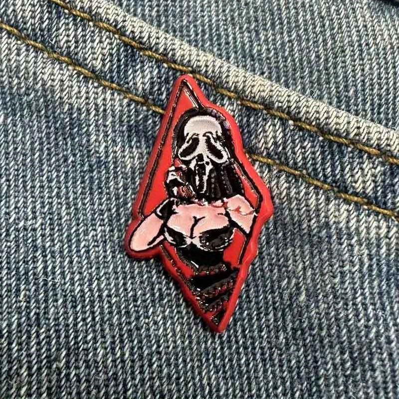 Terror Girl Answering Phone Brooch Accessories Skeleton Badge Accessories Needle Buckle