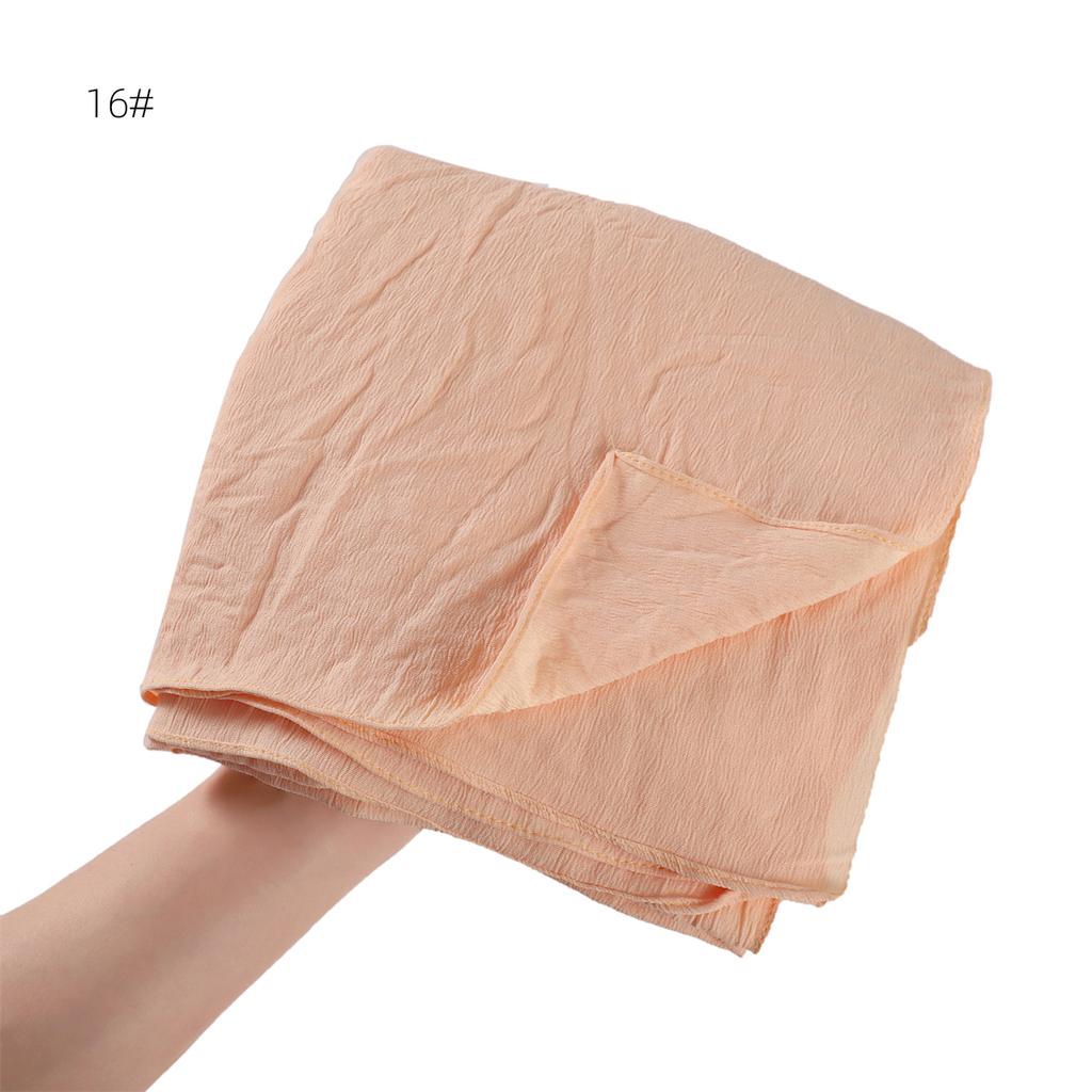 High Quality Breathable Elastic Wrinkle Long Scarf Women Plain Color Polyester Crinkle Soft Hijab Muslim Ladies Turban Headwraps