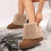 New thick-soled round head flip hairy short snow boots women's muffin bottom warm thickened cotton shoes