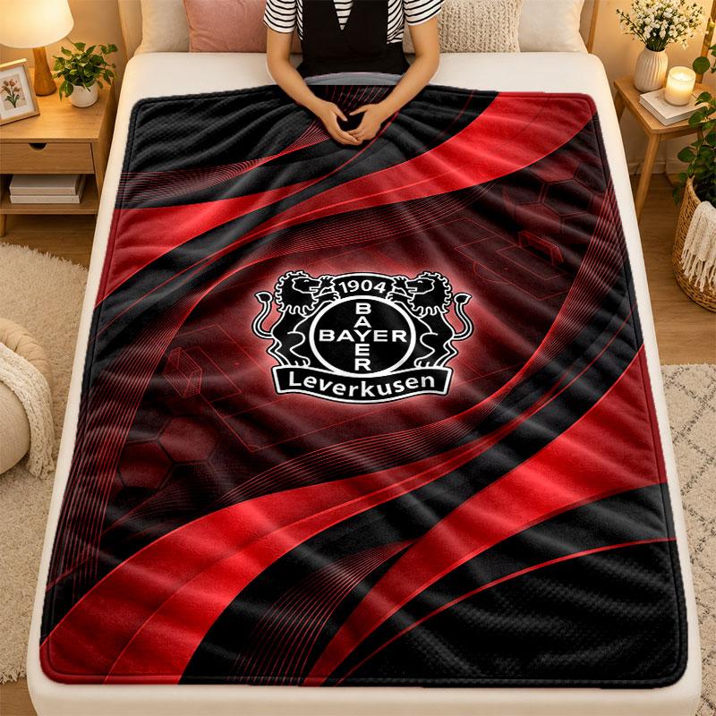 Flannel BlanketBayer Leverkusen Football Warm Soft Throw Blanket for Indoor Sofa Bed Living Room Use