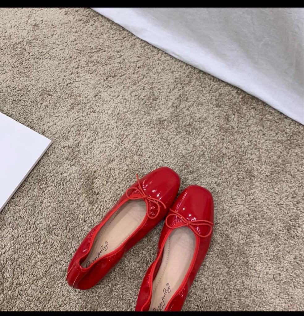 Happyfeeling Bow Shallow Mouth Flat Bottom Small Red Single Shoes Women's Shoes 2025 New Ballet Shoes