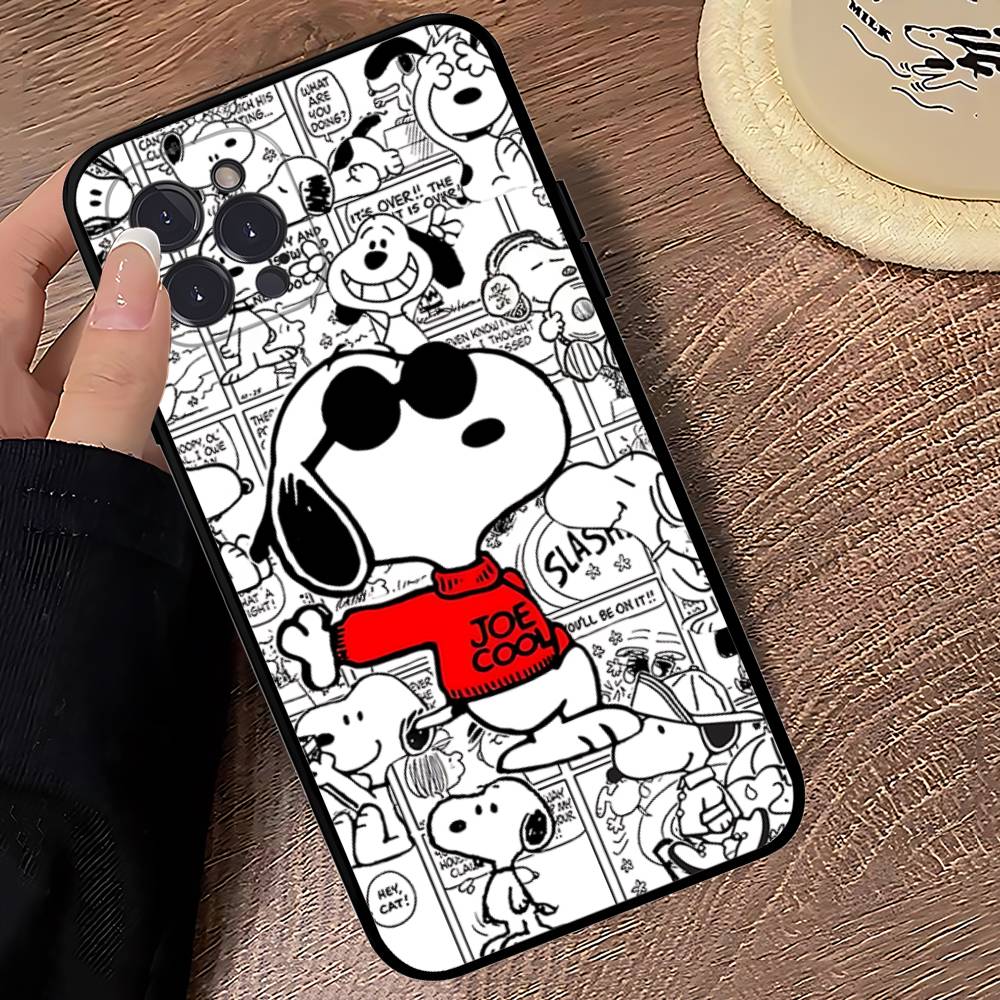 

Cute Cartoon S-Snoopys Phone Case For Iphone 17 16 15 14 13 12 11 Pro Max Plus Black Shell Cover Case iPhone 11 pro