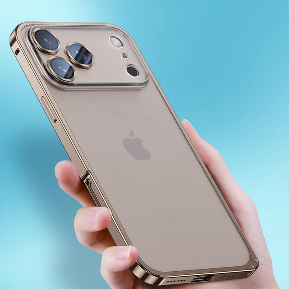 For iPhone 17 Pro Metal Clear Case Safety Lock Matte Anti-Fingerprint Back Cover