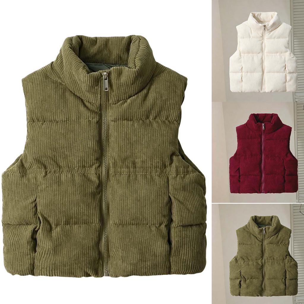 Gepolsterte Cordweste für Kinder Stehkragen Farbe Warm Winter für Jungen und Mädchen