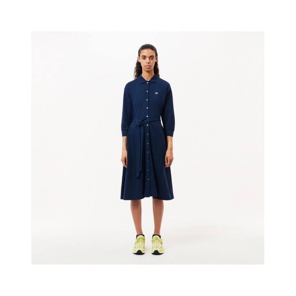 

LacoSte Women S Fit And Flare Belted Polo dreSS Ef0850 54n 166 034