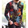 Vintage Punk Street Style Men's Long Sleeve T-Shirts Spring Autumn 3D Printing Youthful Vitality Tops Tees Plus Size 6XL