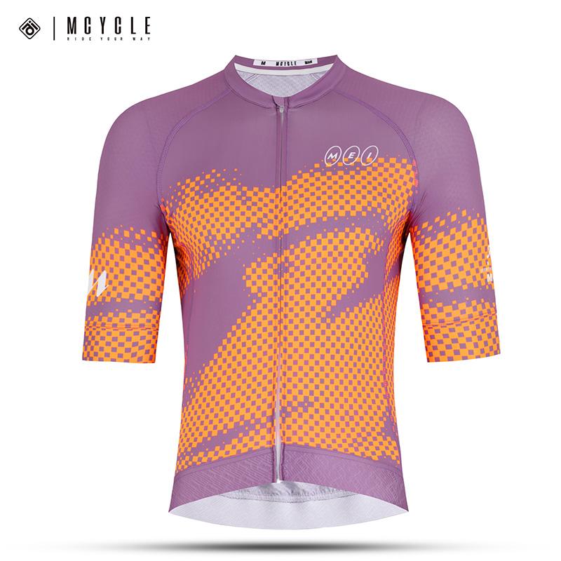 Mcycle Men's Lightweight Breathable Anti-Bacterial Quick Dry Spandex/Polyester Short Sleeve Cycling Jersey Shirts Printed for