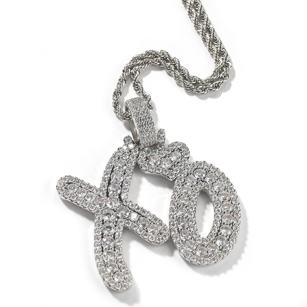 Collar con colgante de letra XO de amor Gumeng de hip-hop, tendencia de personalidad para hombres y mujeres, collar de pareja, se envía una pieza en nombre de otros.