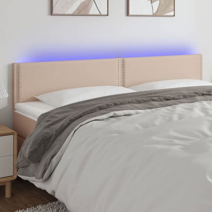 VidaXL LED Headboard Bedroom Furniture Double Bed Accessory Head of Bed Frame Interior Cappuccino 3121579