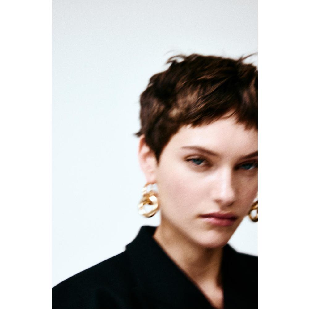 Chunky hoop earrings, gold color 1268890001