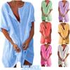 Big Size 8XL Pure Color Shirt Women Deep V Short Sleeve Blouse Summer Leisure Loose T Shirt Dress
