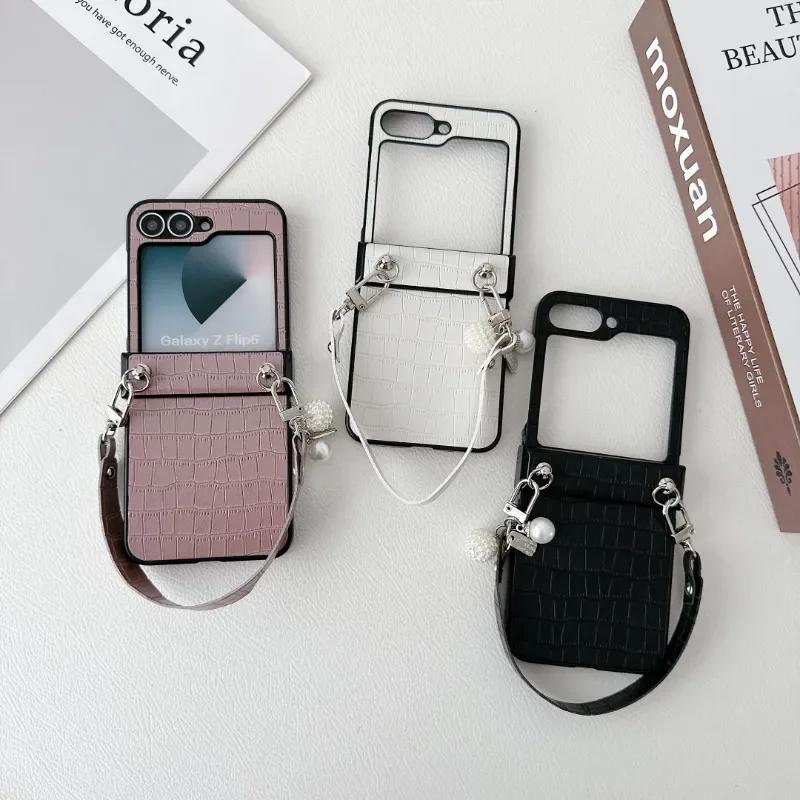 PU-Leder Alligator Muster Handschlaufe Handyhülle für Samsung Galaxy Z Flip 7 6 5 4 3 5G Schutz Stoßfeste Hülle