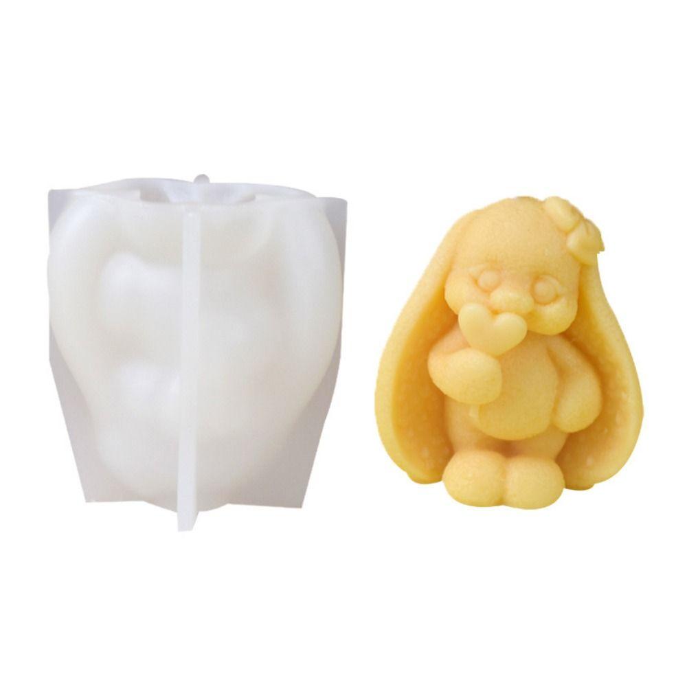 3D Rabbit Silicone Mold Soft Rabbit Candle Mold Gypsum Mould  For Chocolate Cake Pudding