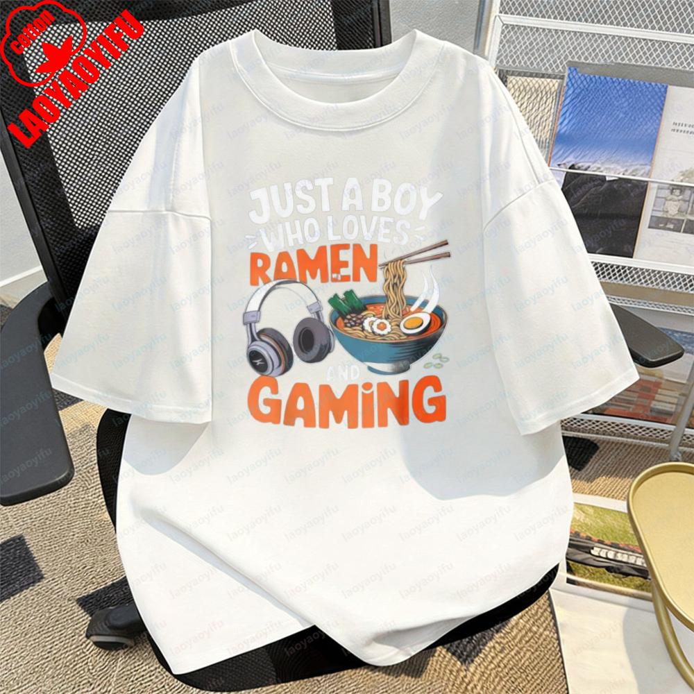 Just A Boy Who Loves RaUnisex and Gaming Printed TShirt Fashion Holiday Fine Food Unisexs Clothing Summer Casual Stlye Otaku Tee 4XL