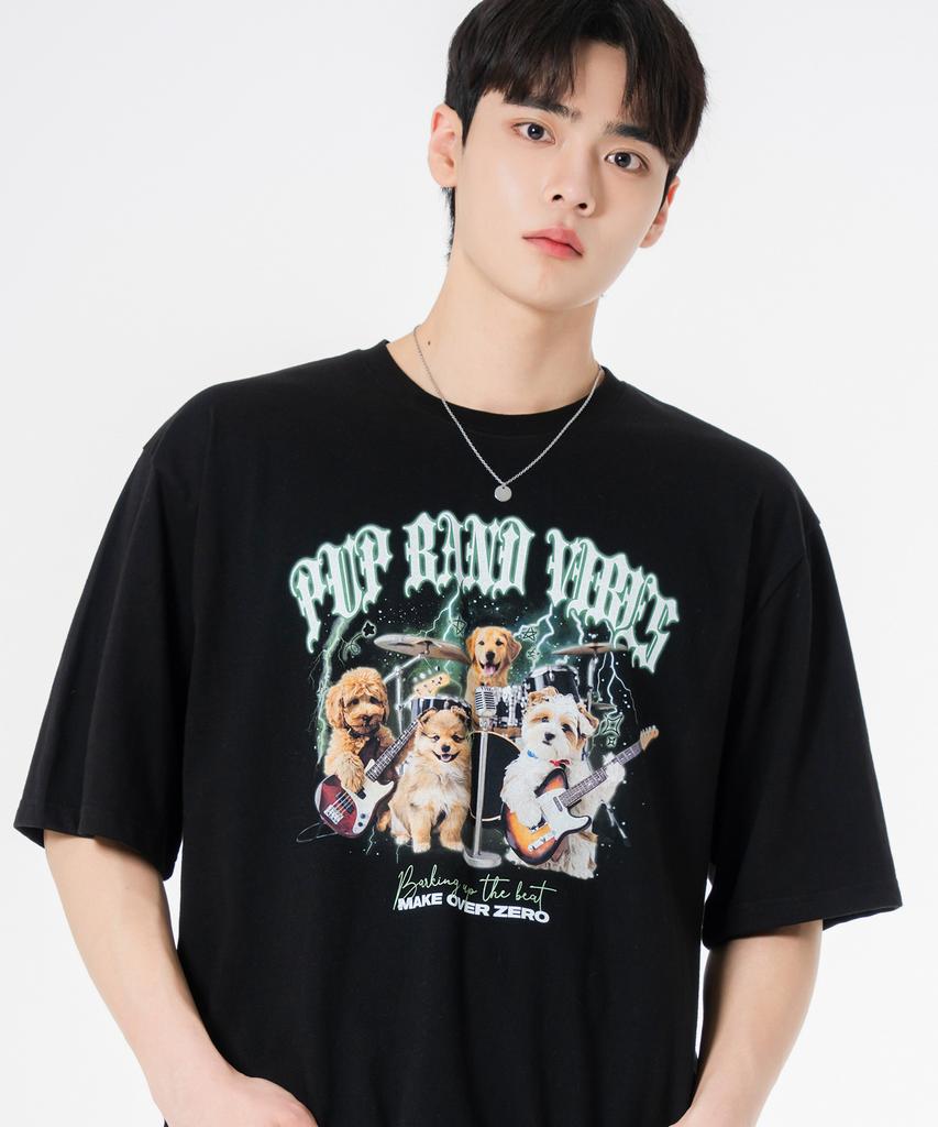 MOZMOZ Rockmongi Oversized Short Sleeve T-Shirt Black