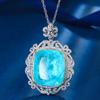 Jewelry Copper Bottom Gold-Plated Simulation Color Treasure Luxury Inlaid Square 20 * 23 Pendant Necklace