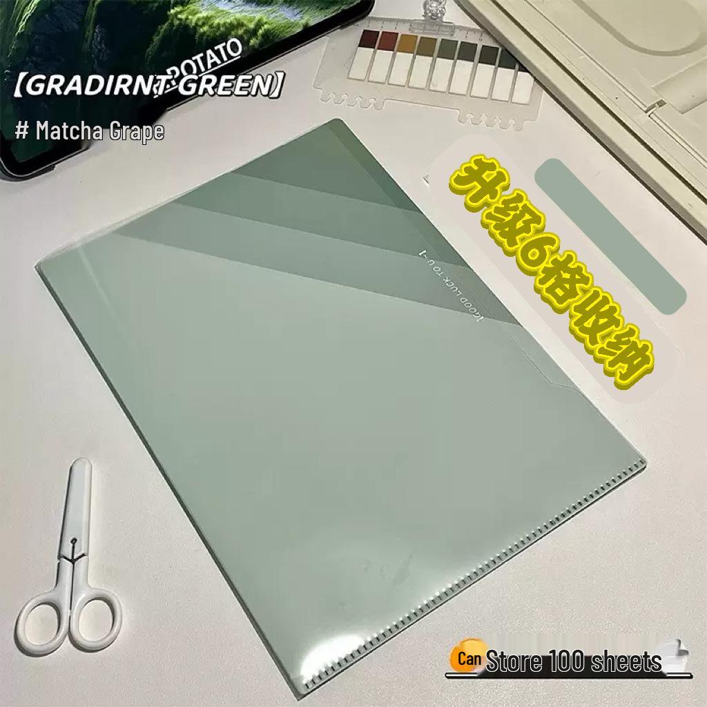 Gradient Series L-Shaped A4 Folder: 6 Compartments, Large Capacity for Test Papers and Document Storage