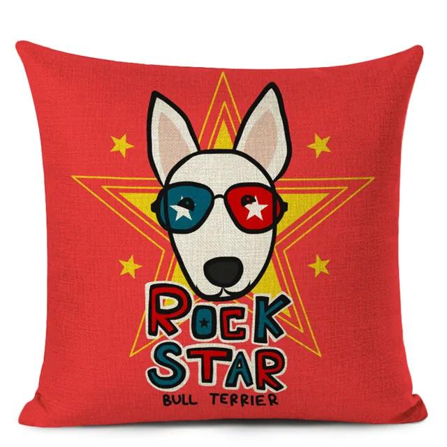 Bull Terrier Cushion Cover Cute Dog Printed Throw Pillows Cover Car Sofa Decorative Pillowcase Home Decor 45x45cm