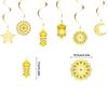 6pcs/1set Golden Ramadan Ornaments Hanging Pendants Moon Star Oil Lamp Included Glitter Eid Ramadan Home Decoration