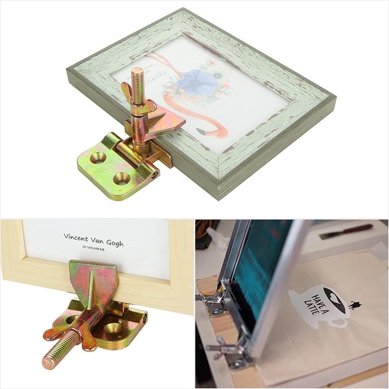 

2Pcs Silk Screen Printing Hinge Clamp for Frame Tools Part Metal Butterfly Hinge Clamp for Fixing Screen Printing Mesh Frames серебряный