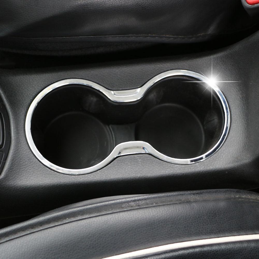 Car Chrome Front Water Cup Holder Panel Cover Trim Inner Decoration Stickers for Jeep New Compass 2017 -2020 Accessories