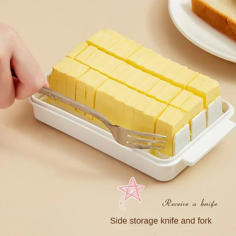 Transparent Lid Butter Partition Cutting Storage Box Butter Cheese Removable Washable Refrigerator Fresh-keeping Box