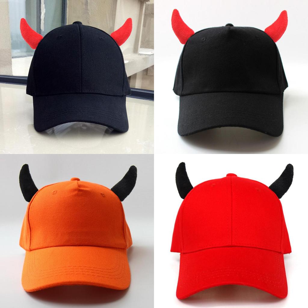 Demon Horn Mens Cotton Baseball Cap With Windproof Design For Fall And Winter