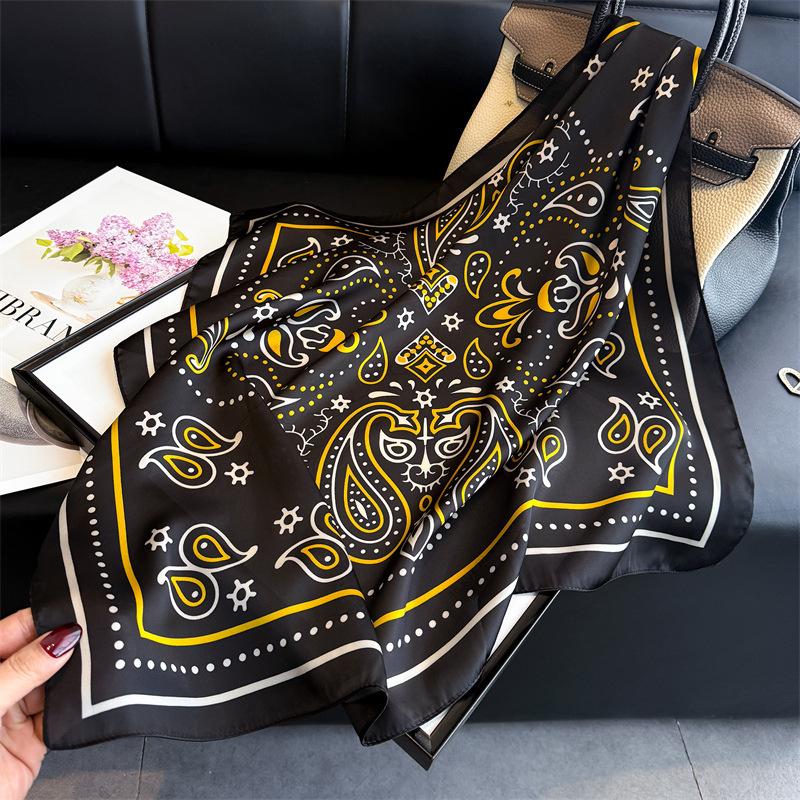Retro ethnic style simulation silk printing women's silk scarf square scarf high-end shawl sunscreen neck scarf headscarf scarf