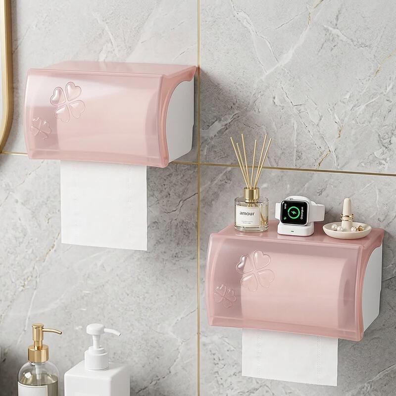 LIEI Wall-Mounted Waterproof Toilet Paper Holder with Shelf