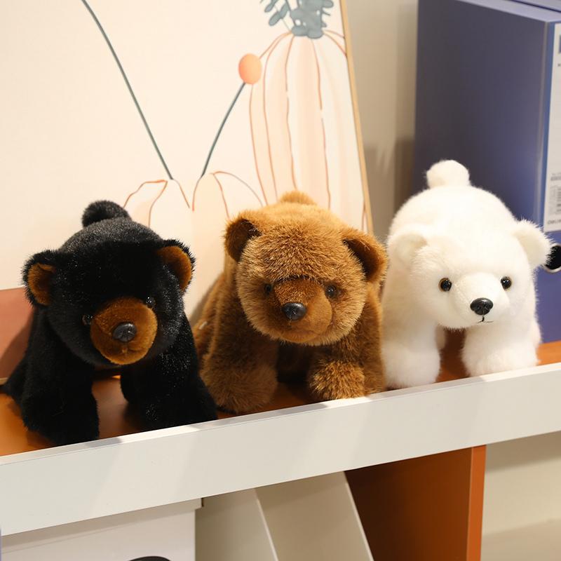Lifeilke Plush Bear Doll 3 Colors Simulation Stuffed Huggable Brown /Black Bear Toy Birthday Gift Good Quality Pillow Decoration