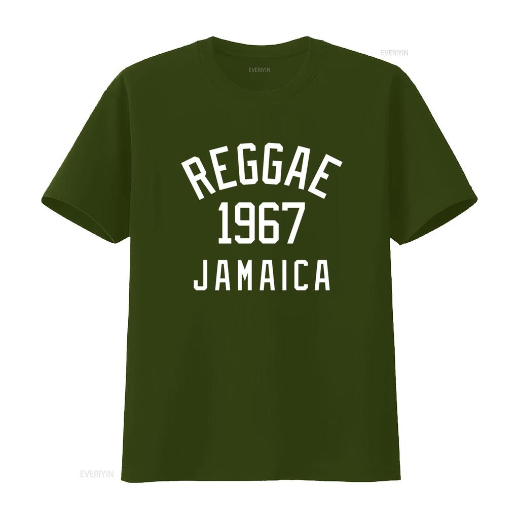 Reggae 1967 Jamaica Print T Shirt for Retro Style Casual Vintage Washed Top For Everyday Wear Versatile Homme Graphic Fashion
