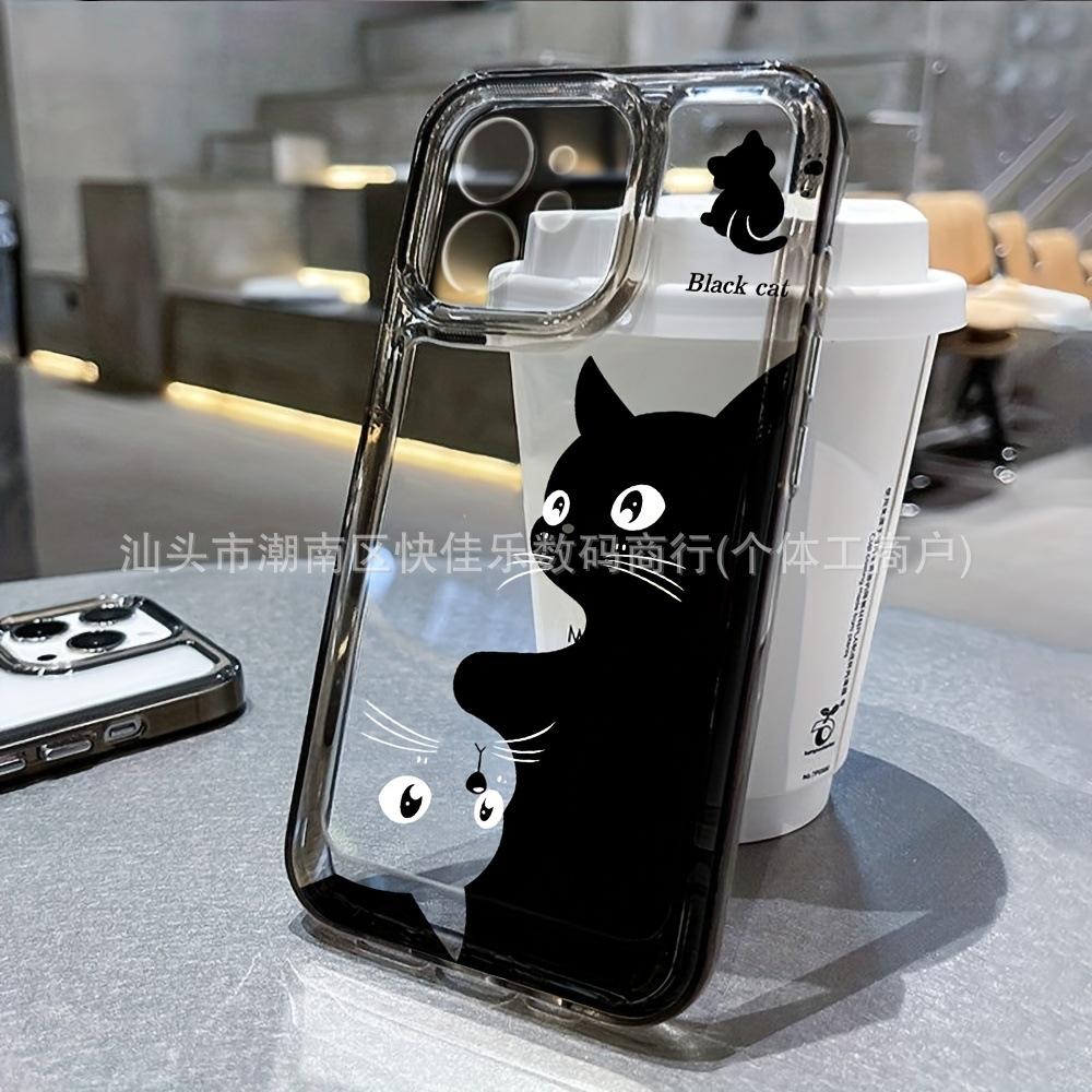 Fun Cat Compatible iPhone Protective Case: 15/16 iPhone, 11/12/13/14 Pro Max Transparent Phone Case
