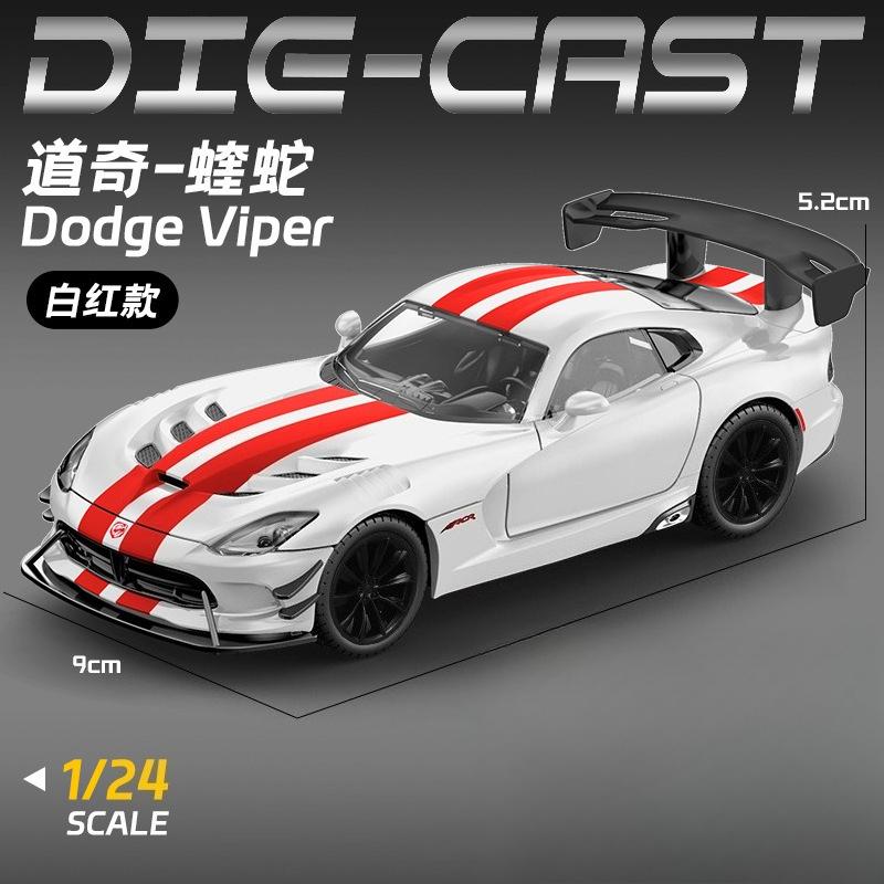 1:24 Dodge Viper ACR Massive Sports Car Alloy Diecast Model Car Children's Toy Car Racing Games With Kids With Sound Light Gifts