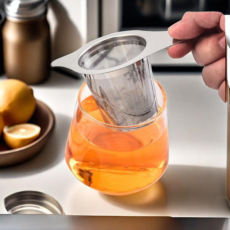 Mesh Tea Infuser Reusable Strainer Stainless Steel Teapot Loose Leaf Spice Filter Equipment Leak Double Handles