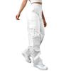 Womens Elastic High Waisted Cargo Pants Stretch Casual Wide Leg Streetwear Parachute Hiking Pants With Pockets