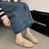2025 New Beef Tendon Flat-soled Doudou Shoes Women's Simple Spring and Autumn Retro One-pedal Single Shoes Round Head Soft Sole Casual
