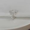 Chic Adjustable S925 Silver Heart Ring With Bow Design For Women Ideal For Everyday Wear
