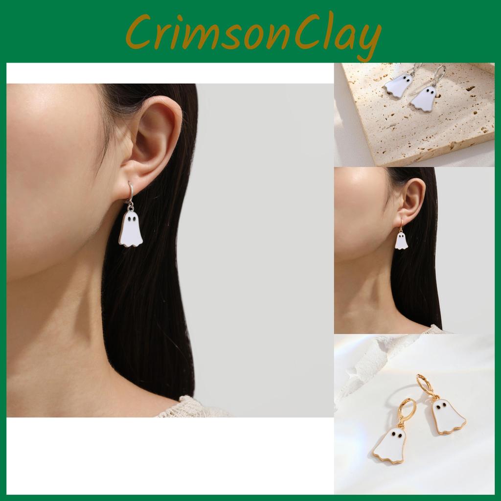 Adorable And Whimsical Ghost Earrings In Gold Ideal For Halloween Celebrations