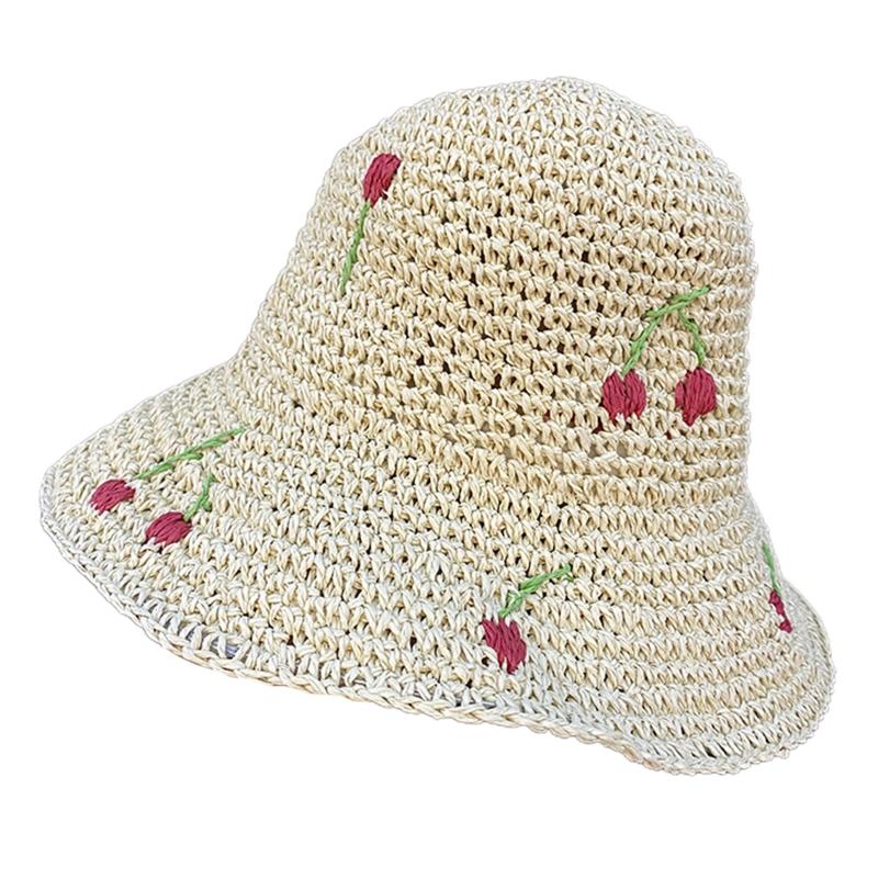 Women Crochet Bucket Hat Cute Ladies Outdoor Sports Fisherman Cap for Women Teenagers Casual Spring Summer Sunscreen