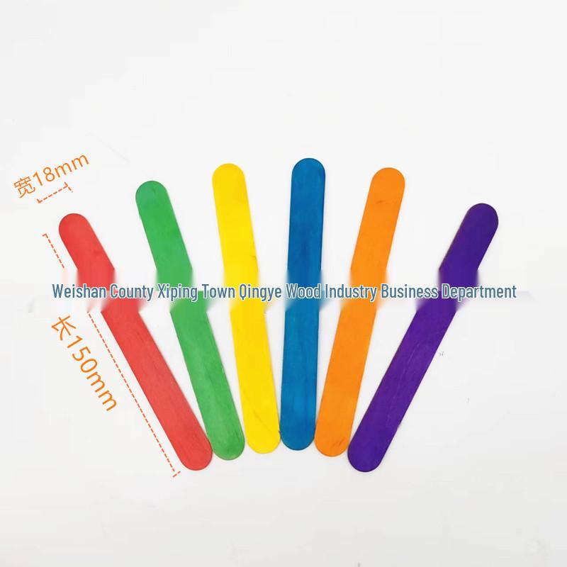 Bunte Holzstäbchen: Eis, Eis am Stiel, Zungenspatel und DIY-Verbindbare Bastelarbeiten in Domino-Größe.