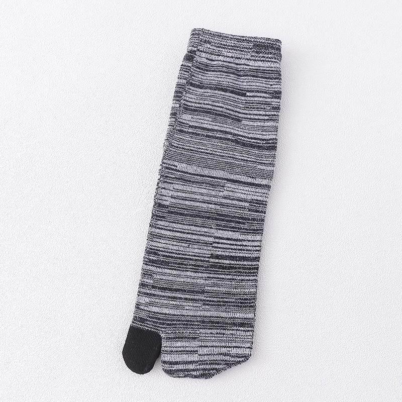 Two-Toe Cotton Socks: Striped, Sweat-Absorbent, Mid-Tube Style for All Seasons, Unisex Split-Toe Design