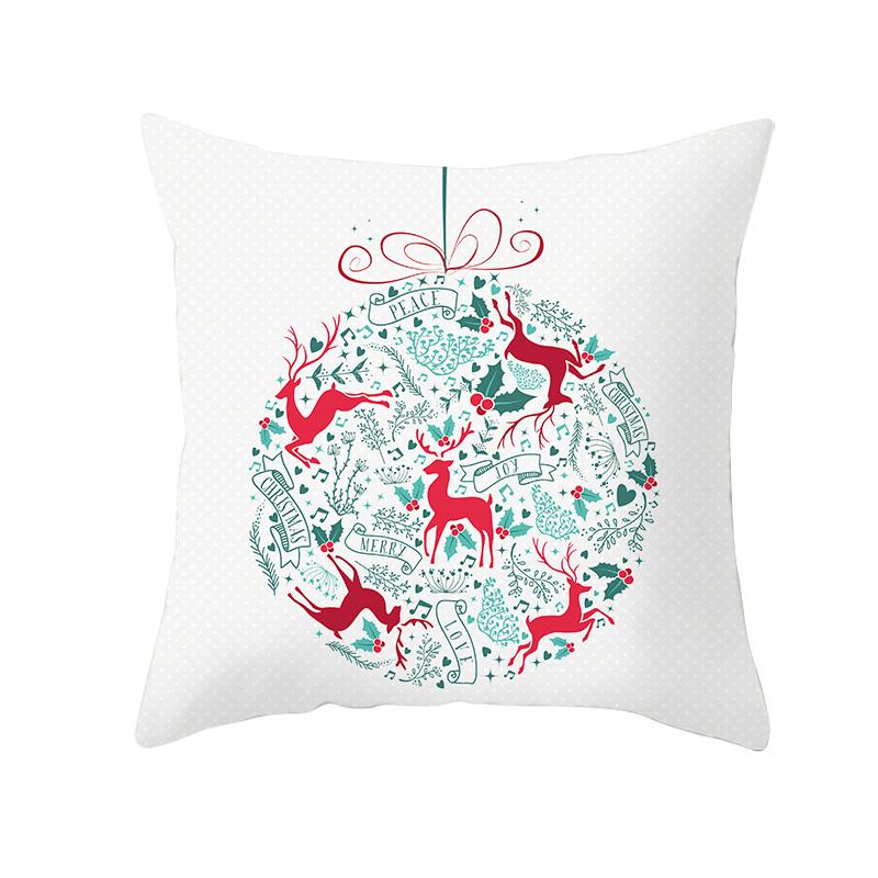 White Christmas Pillow Case Cute Santa Claus Elk   Cover Winter Snowflake Decorative Cases