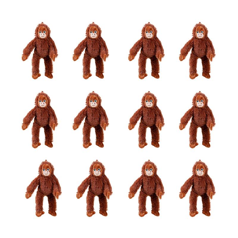 6/12pcs Cute Little Monkey Plush Pendant Doll Cartoon Red Gorilla Soft Stuffed Keychain Backpack Car Key Ring Decor Party Gift